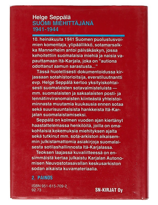 Suomi miehittänänä 1941 - 1944 - Helge Seppälä - Historiakirjat - 10105636351 - 1