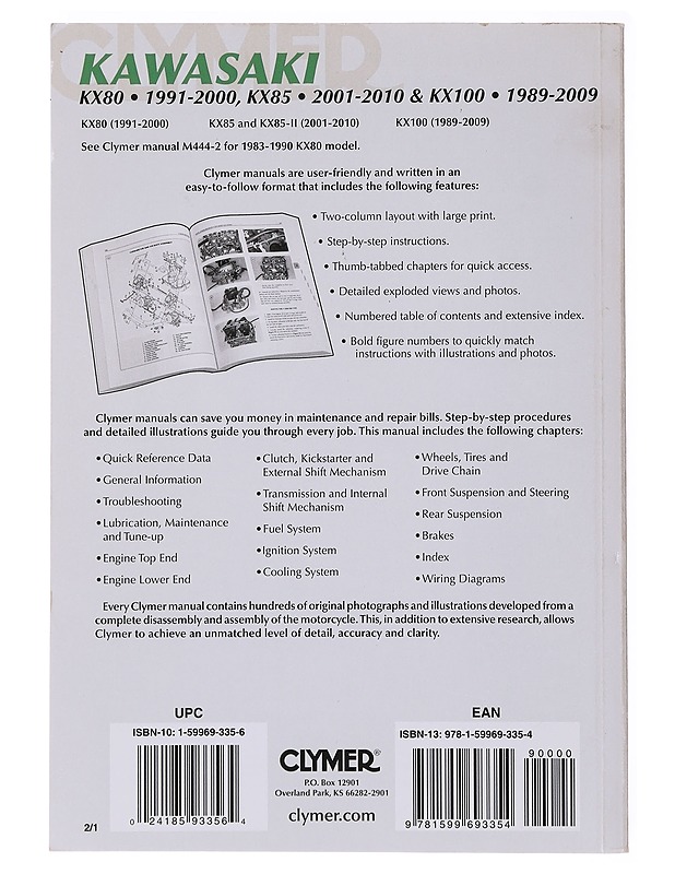Clymer Kawasaki KX80, 1991-2000, KX85, 2001-2010, & KX100, 1989-2009 - Harrastekirjat - 10105636383 - 1