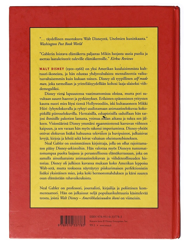 Walt Disney, amerikkalaisuuden ikoni - Gabler, Neal - Elämäkerrat ja muistelmat - 10105636720 - 1