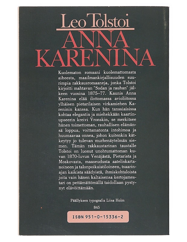 Anna Karenina - Tolstoi, Leo - Romaanit ja novellit - 10105636901 - 1