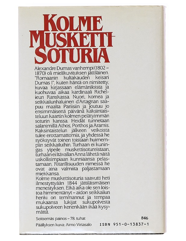 Kolme muskettisoturia - Dumas, Alexandre - Romaanit ja novellit - 10105636977 - 1