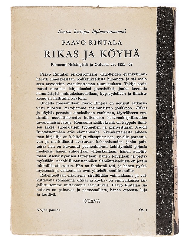 Rikas ja köyhä - Rintala, Paavo - Romaanit ja novellit - 10105637378 - 1