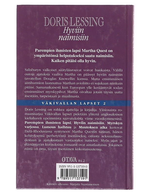 Hyviin naimisiin - Lessing, Doris - Romaanit ja novellit - 10105637639 - 1
