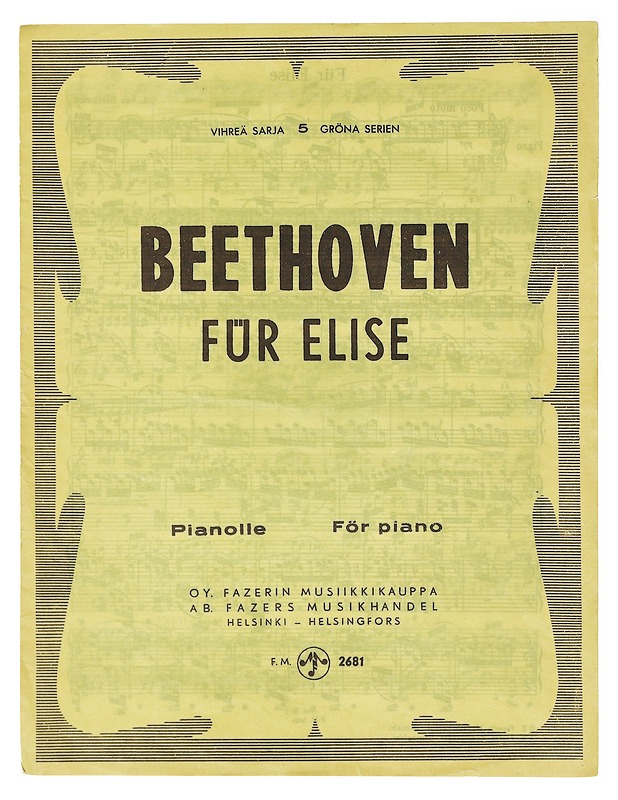Fur Elise nuotit - Beethoven - Musiikki- ja elokuvakirjat - 10105637795 - 0