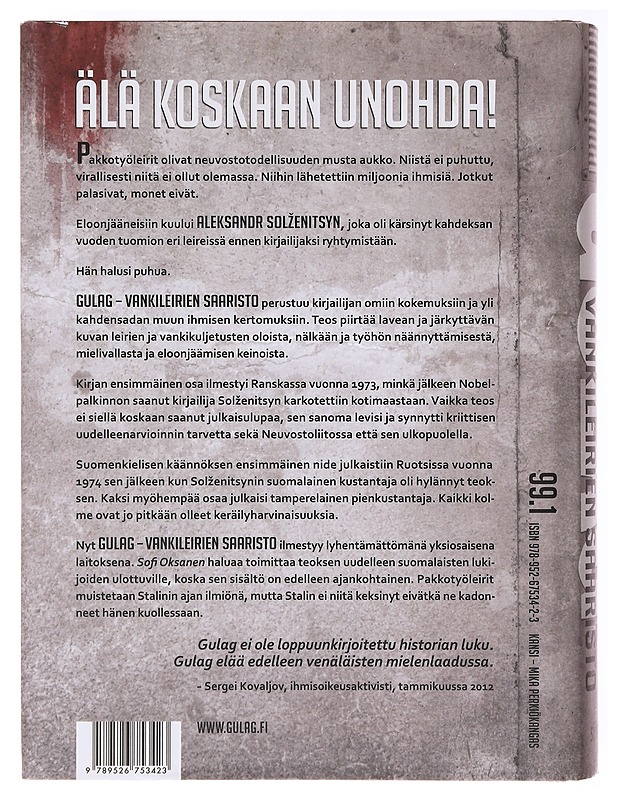 Gulag : vankileirien saaristo - Solzenitsyn, Aleksandr - Historiakirjat - 10105637806 - 1