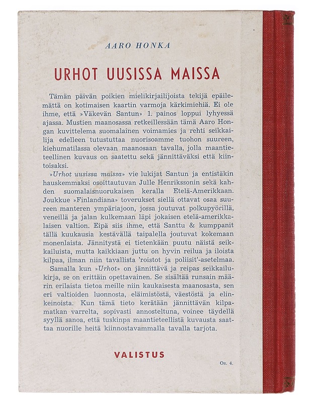 Urhot uusissa maissa - Honka, Aaro - Lastenkirjat - 10105637815 - 1