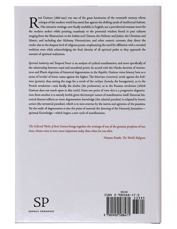 Spiritual Authority&Temporal Power - Rene Guenon - Tietokirjat - 10105637903 - 1