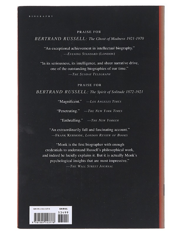 Bertrand Russell ; The Ghost of Madness 1921 - 1970 - Ray Monk  - Elämäkerrat ja muistelmat - 10105637937 - 1