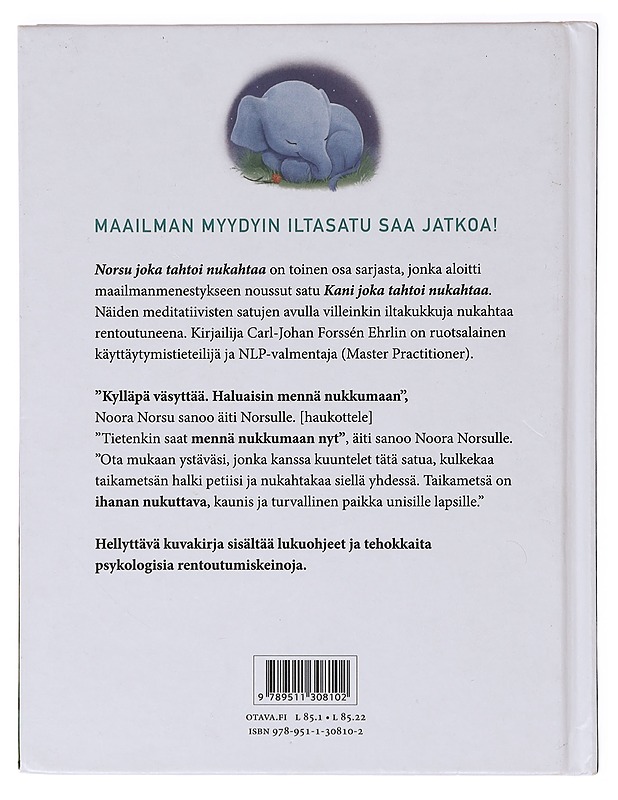 Norsu joka tahtoi nukahtaa : nukutussatu kaikille iltakukkujille - Forssén Ehrlin, Carl-Johan - Lastenkirjat - 10105638066 - 1