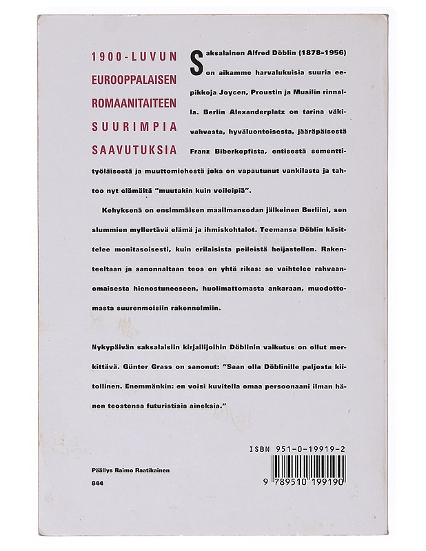 Berlin Alexanderplatz - Döblin, Alfred - Romaanit ja novellit - 10105638072 - 1