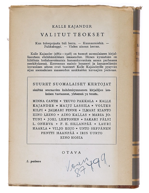 Valitut teokset - Kalle Kajander - Romaanit ja novellit - 10105638238 - 1