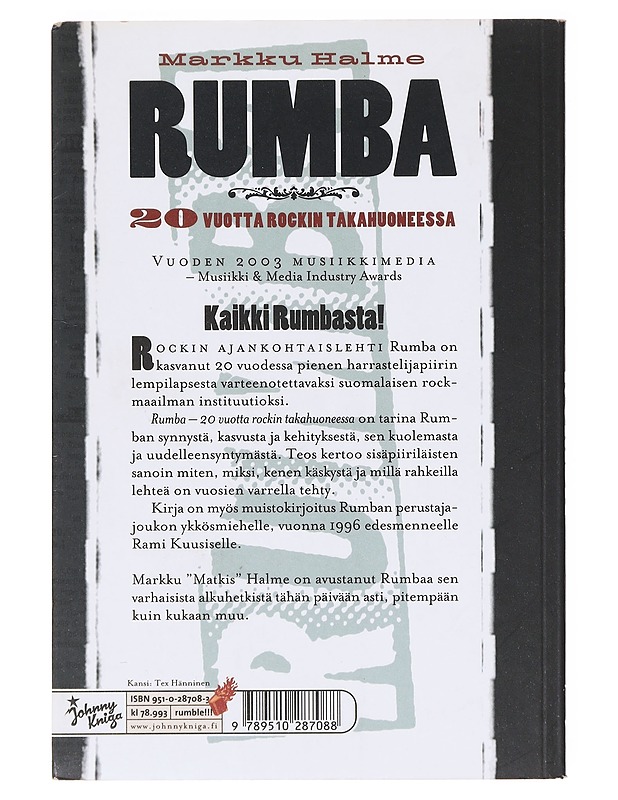 Rumba : 20 vuotta rockin takahuoneessa - Markku Halme - Historiakirjat - 10105638326 - 1