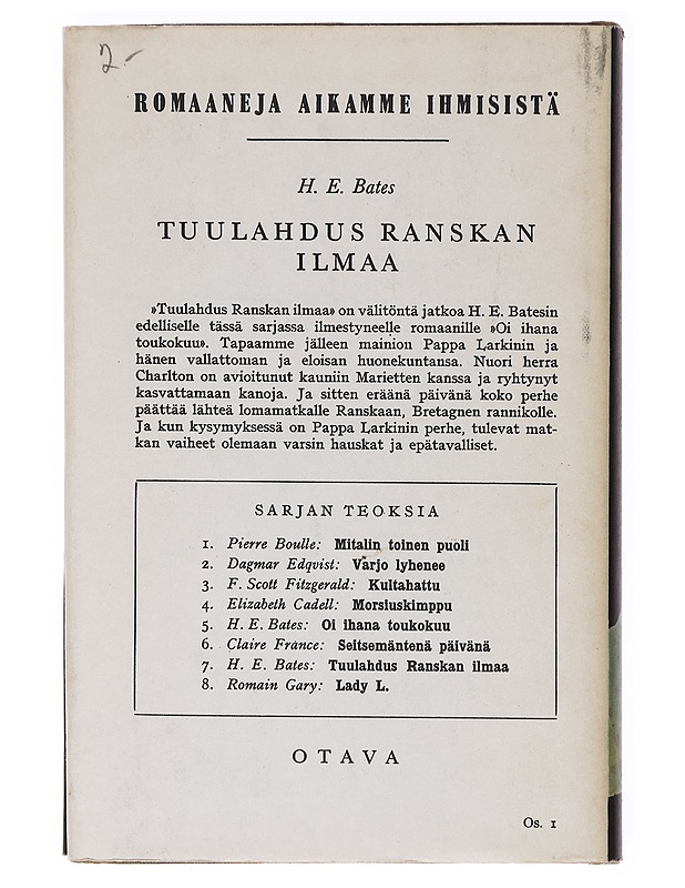 Tuulahdus Ranskan ilmaa - H. E. Bates - Romaanit ja novellit - 10105638430 - 1