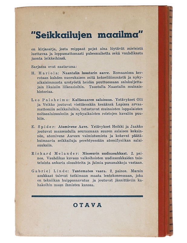 Tuntematon vaara - Gustav Sandgren - Nuorten kirjat - 10105638507 - 1