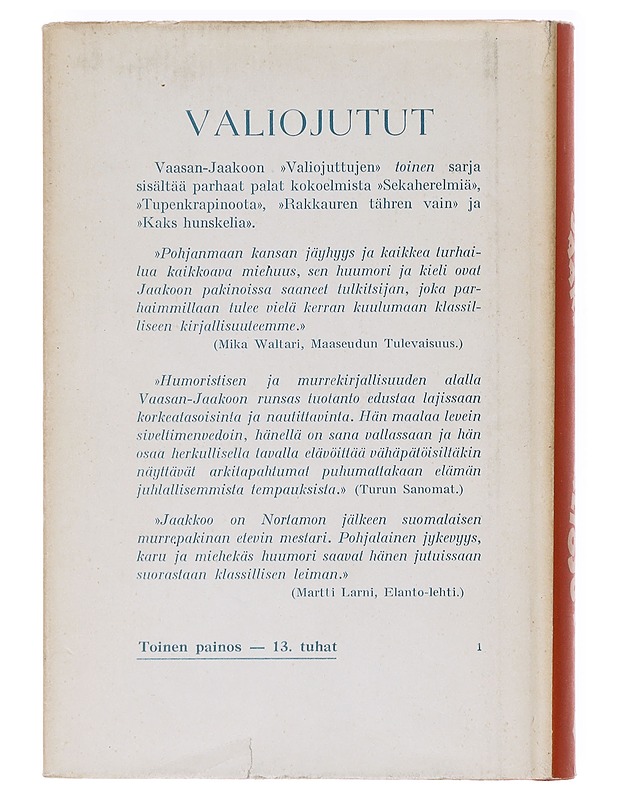 Vaasan-Jaakoon valiojutut 2 - Jaakko Oskari (J. O.) Ikola - Romaanit ja novellit - 10105638650 - 1