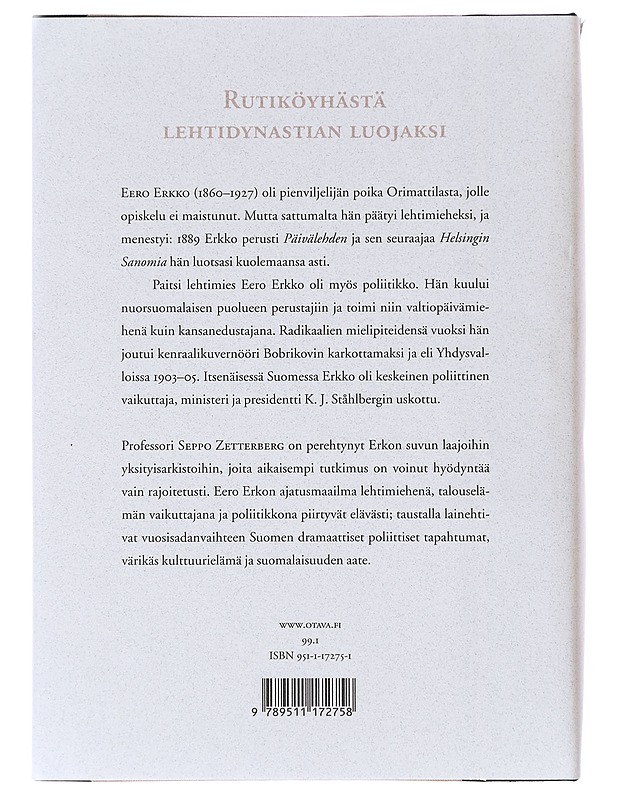 Eero Erkko - Seppo Zetterberg - Elämäkerrat ja muistelmat - 10105638652 - 2