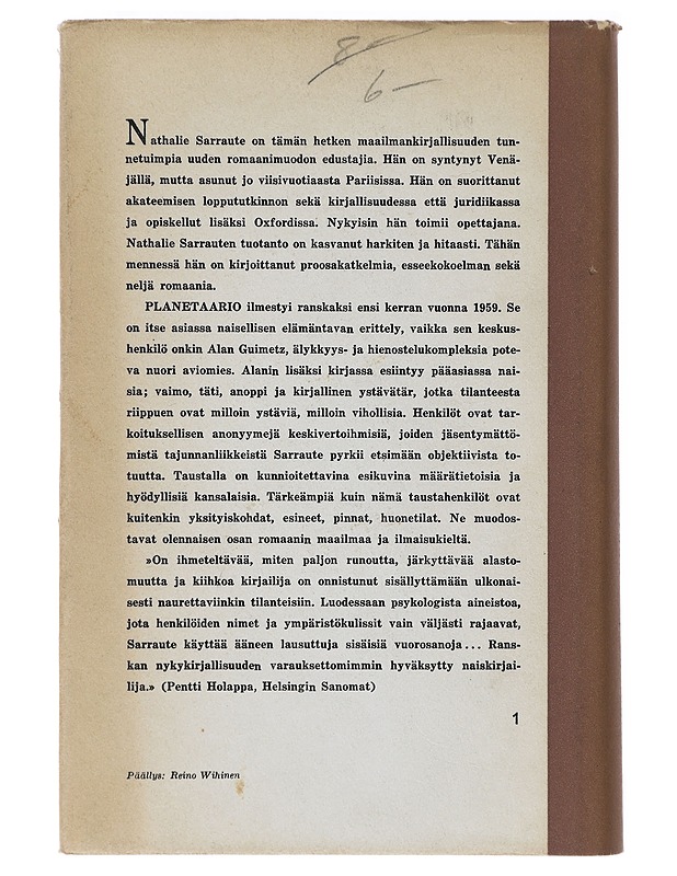 Planetaario - Nathalie Sarraute - Romaanit ja novellit - 10105639115 - 1