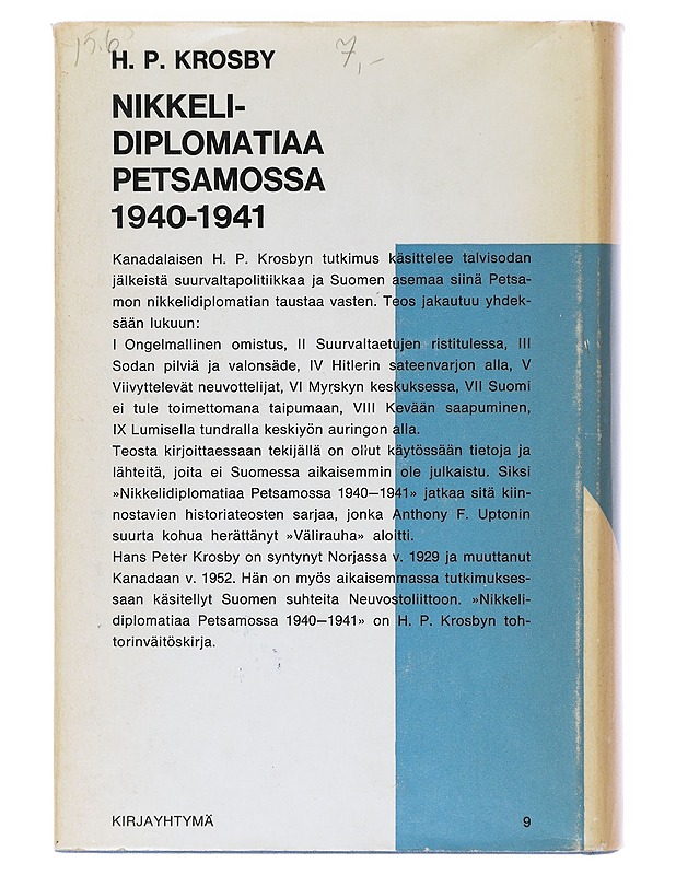 Nikkelidiplomatiaa Petsamossa - Hans Peter - Historiakirjat - 10105639150 - 1