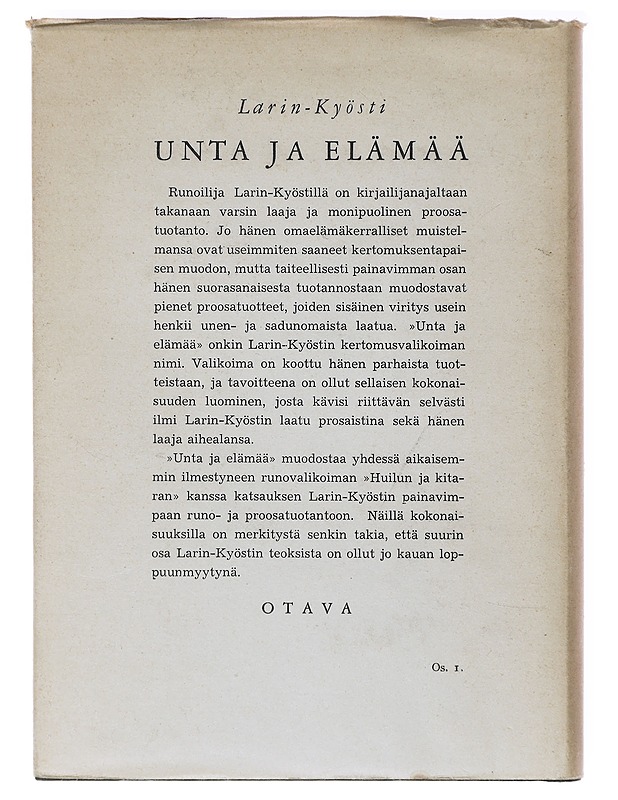 Unta ja elämää  - Larin-Kyösti - Romaanit ja novellit - 10105639158 - 1