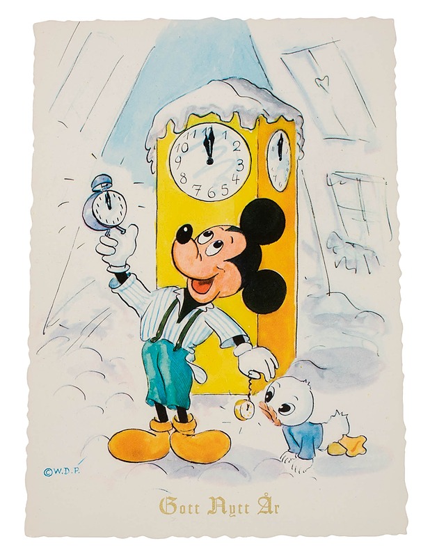 Vintage Disney "Gott Nytt År" postikortti - Joulutuotteet - 10105639184 - 0