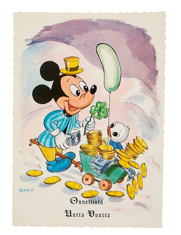 Vintage Disney "Onnellista Uutta Vuotta" postikortti - Joulutuotteet - 10105639190 - 0