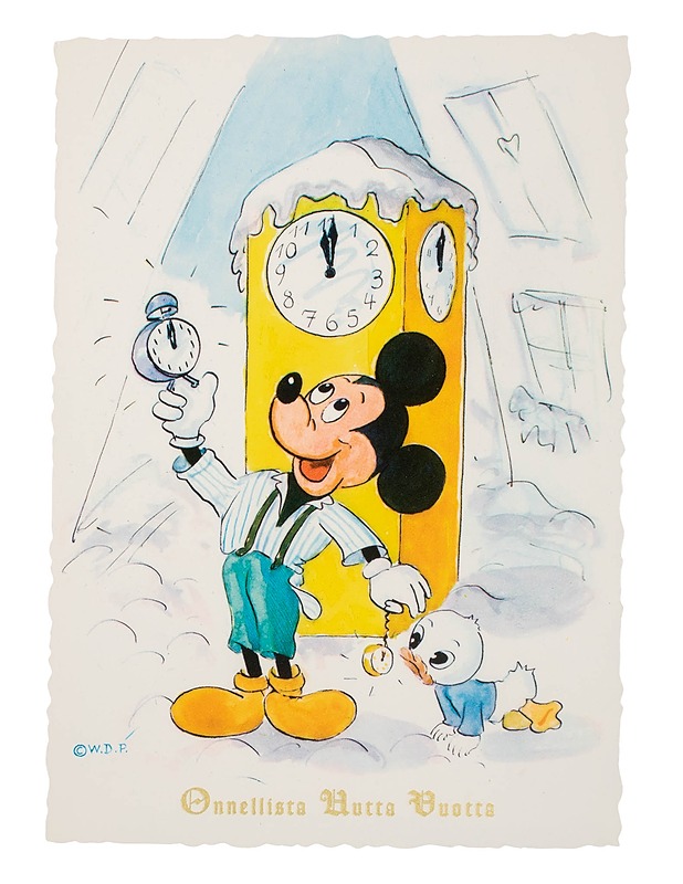 Vintage Disney "Onnellista Uutta Vuotta" postikortti - Joulutuotteet - 10105639196 - 0