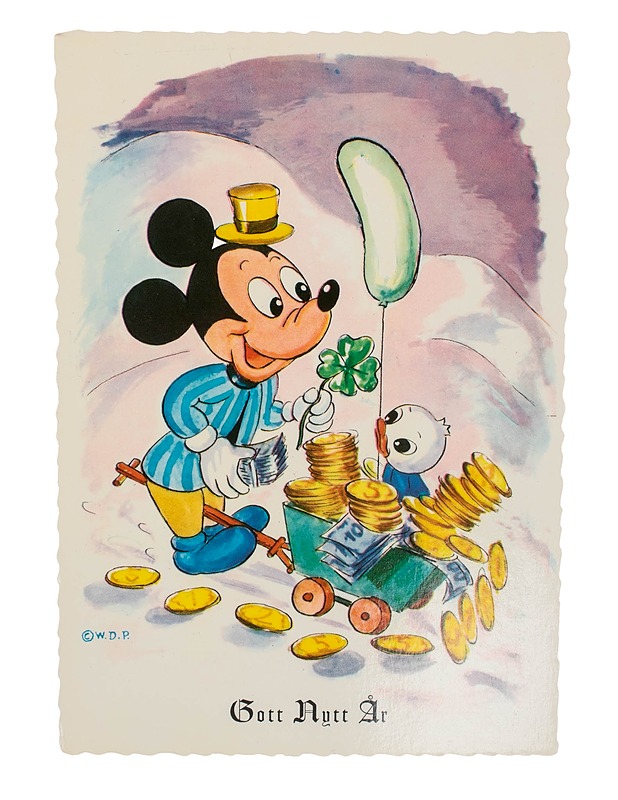 Vintage Disney "Gott Nytt År" postikortti - Joulutuotteet - 10105639201 - 0