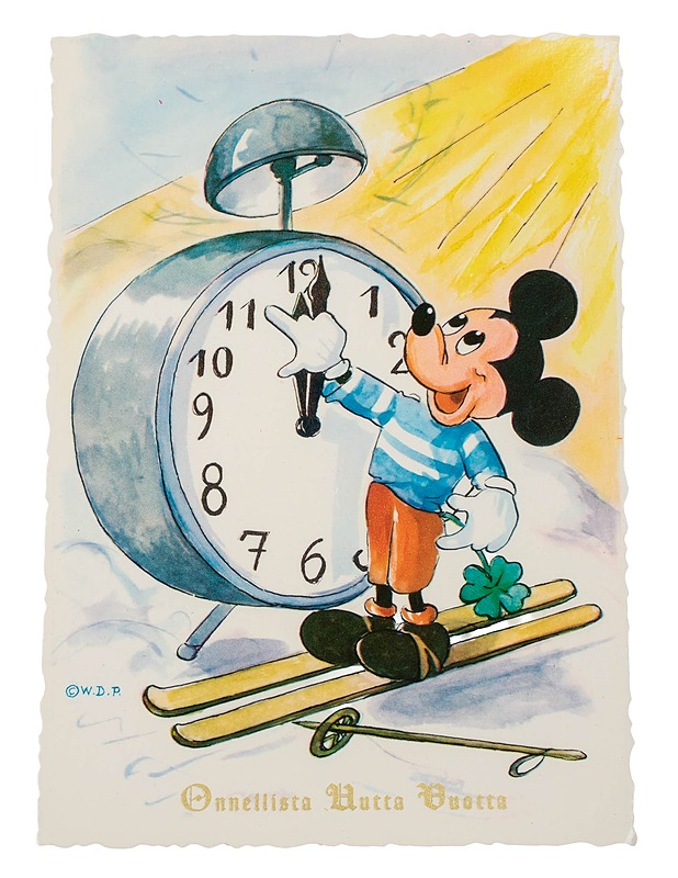 Vintage Disney "Onnellista Uutta Vuotta" postikortti - Joulutuotteet - 10105639239 - 0