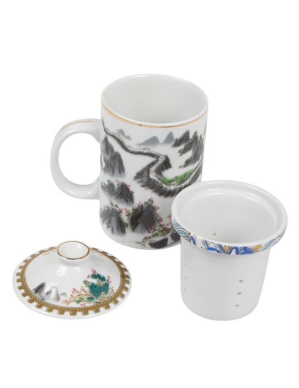 Vintage Chinese : kolmiosainen kiinalainen teesatku eli teemuki (infuser mug) - Mukit ja kahvikupit - 10105639349 - 1
