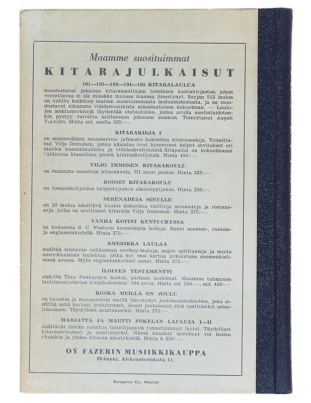 105 Kitaralaulua - Aapeli Vuoristo - Tietokirjat ja oppaat - 10105639709 - 1
