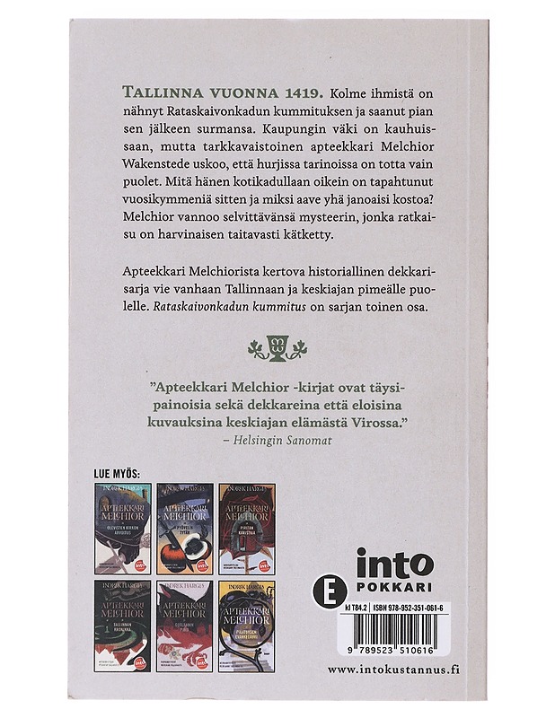 Apteekkari Melchior ja Rataskaivonkadun kummitus - Hargla, Indrek - Romaanit ja novellit - 10105639873 - 1