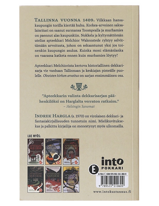 Apteekkari Melchior ja Olevisten kirkon arvoitus - Hargla, Indrek - Romaanit ja novellit - 10105639889 - 1