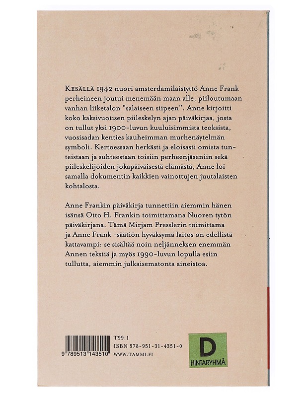 Anne Frank ; Päiväkirja - Frank, Anne - Elämäkerrat ja muistelmat - 10105640101 - 1