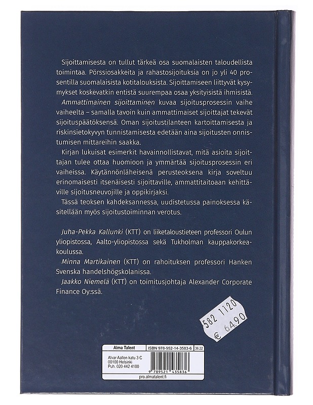 Ammattimainen sijoittaminen - Kallunki, Juha-Pekka - Tietokirjat ja oppaat - 10105640210 - 1