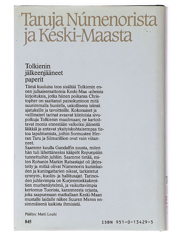 Keskeneräisten tarujen kirja - Tolkien, J. R. R. - Fantasia- ja scifi - 10105640252 - 1