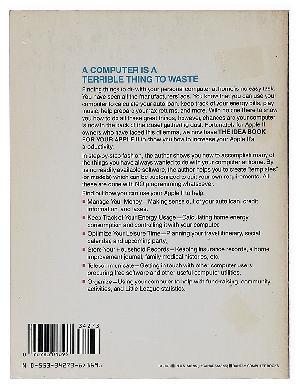 The idea book for your Apple II: How to put your Apple II to work at home - Danny Goodman - Tietokirjat ja oppaat - 10105640369 - 1