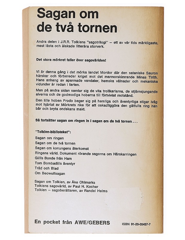 Sagan om de två tornen - Tolkien, J. R. R. - Romaanit ja novellit - 10105640481 - 1