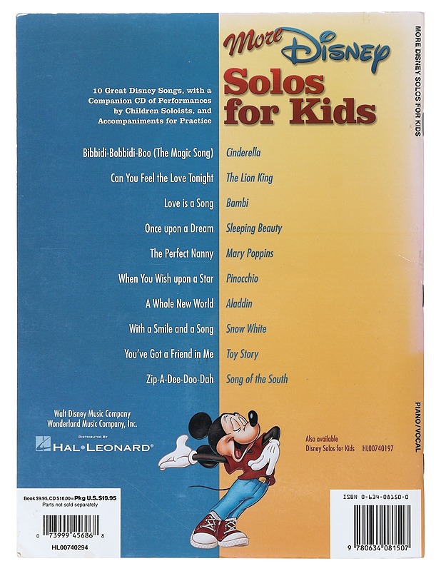 More Disney solos for kids - Walt Disney - Musiikki- ja elokuvakirjat - 10105640518 - 1