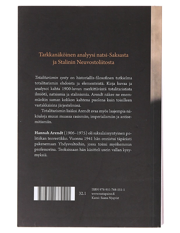 Totalitarismin synty - Arendt, Hannah - Historiakirjat - 10105640638 - 1