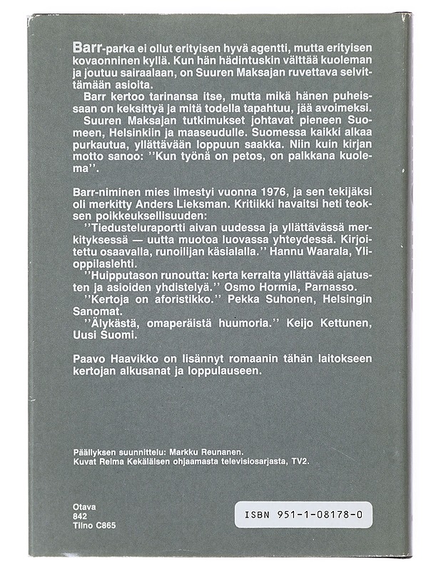 Barr-niminen mies : romaani - Paavo Haavikko - Romaanit ja novellit - 10105640897 - 3
