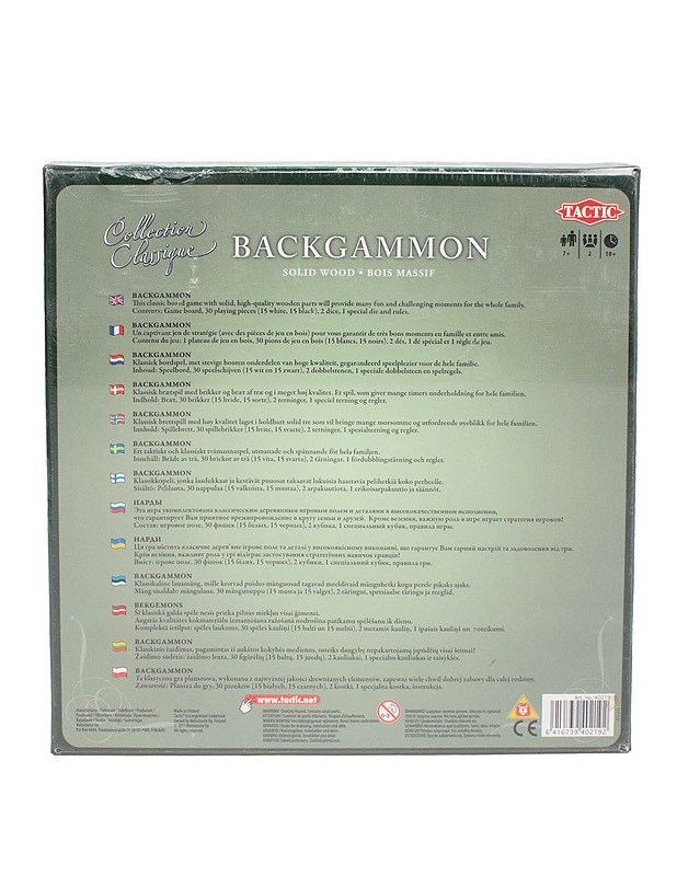 TACTIC Backgammon -Lautapeli - Lautapelit - 10105641114 - 1