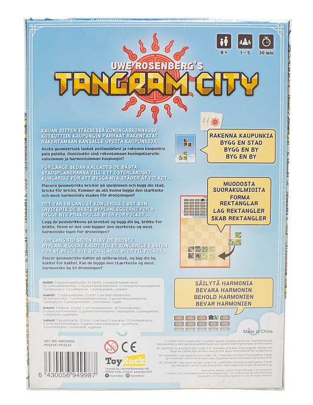 TRO GAMES Uwe Rosenberg's Tangram City -lautapeli - Seurapelit - 10105641165 - 1