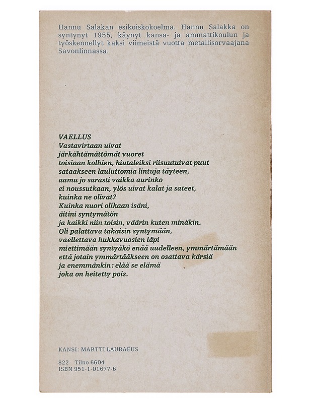 Muuttolintumaisemaa / runoja - Hannu Salakka - Runot ja näytelmät - 10105641175 - 1