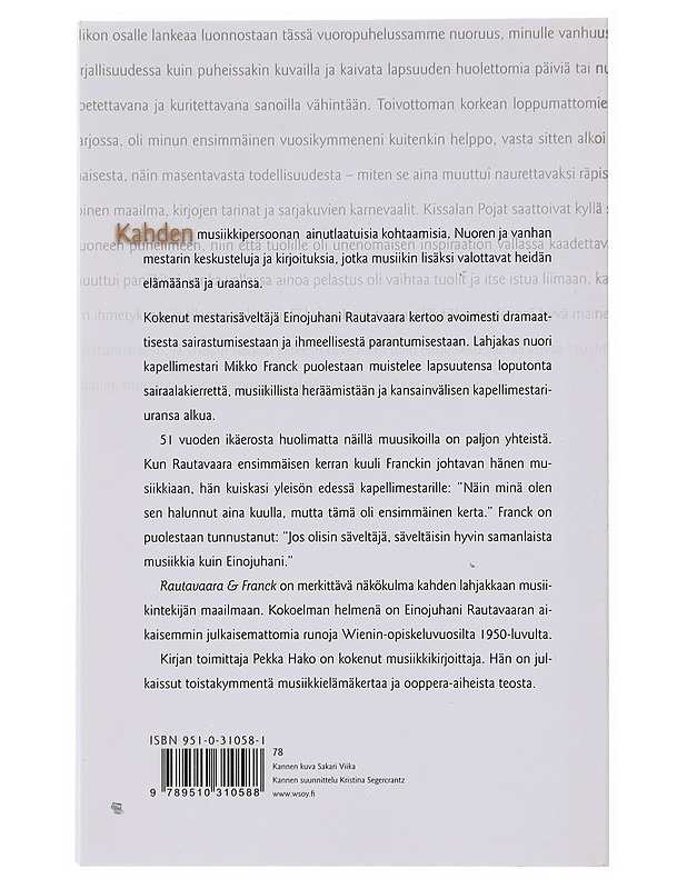 Rautavaara & Franck  - Rautavaara, Einojuhani - Elämäkerrat ja muistelmat - 10105641344 - 1
