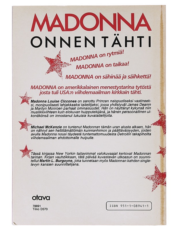 Madonna onnen tähti - McKenzie, Michael - Elämäkerrat ja muistelmat - 10105642010 - 1