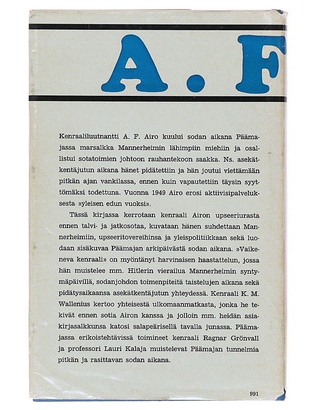 Vaikeneva Kenraali - A.F. Airo - Historiakirjat - 10105642054 - 1