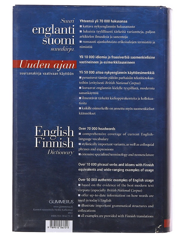 Suuri englanti-suomi -sanakirja ; English-Finnish dictionary - Gummerus Kustannus oy:n sanakirjatoimitus - Tietokirjat ja oppaat - 10105642057 - 1