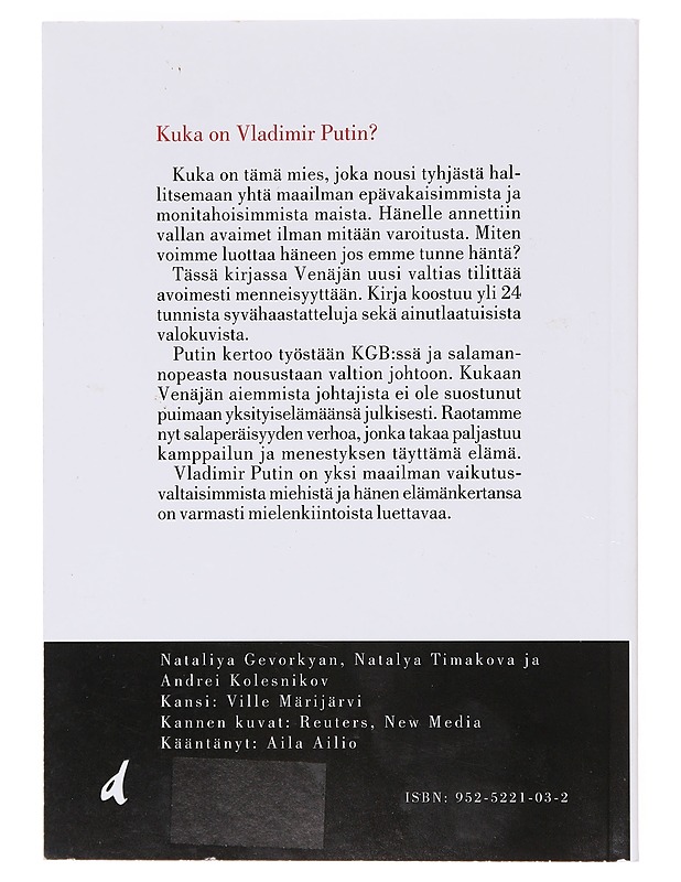 Vladimir Putin vallan ytimessä - Gevorkân, Natalýâ - Elämäkerrat ja muistelmat - 10105642510 - 1