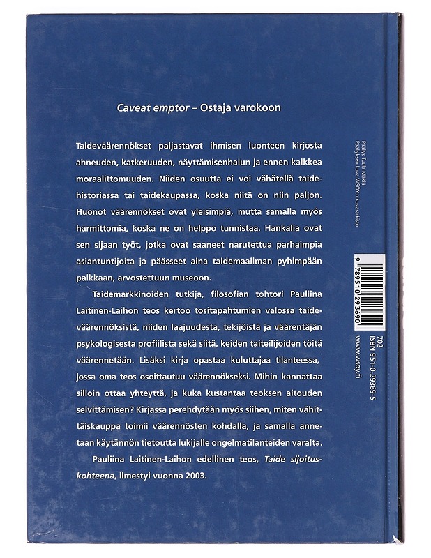 Taideväärennökset - Pauliina Laitinen-Laiho - Taide- ja kulttuurikirjat - 10105642570 - 1