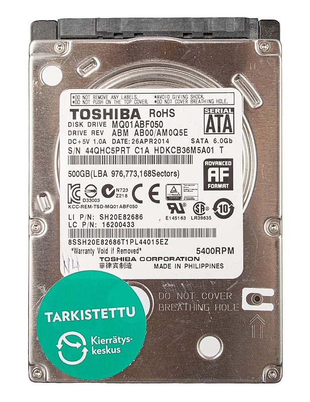 TOSHIBA MQ01ABF050 SATA 3.0 2.5" 500 GB -kiintolevy - Tietokoneet - 10105642635 - 0